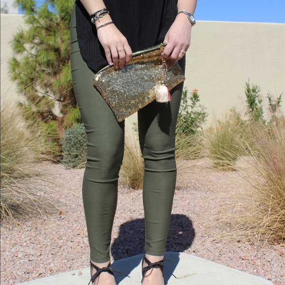 Olive High Waist Skinny Leg Pant - Picture 4 of 8